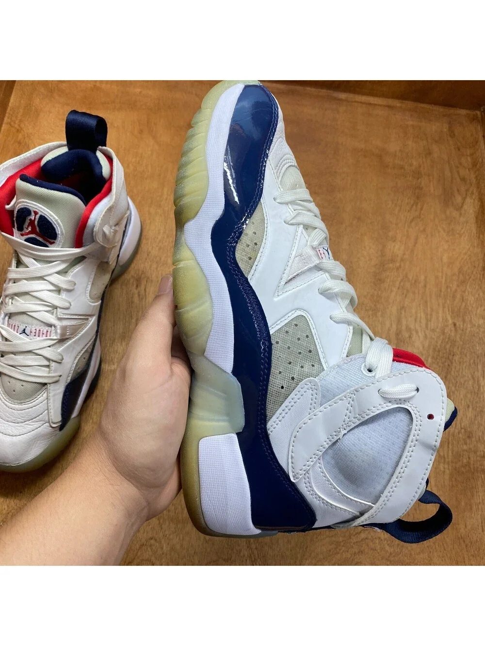 Jordan Jumpman Two Trey 23 Shoes Mens Sz 8.5 Red White Blue Sneakers DO1925-102
